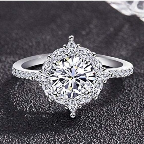 NEW Sterling Silver Diamond White Sapphire Wedding Ring - Picture 7 of 8